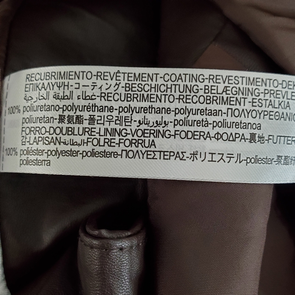 NEW Zara Vegan Leather Mini Skirt Size Large Brown Asymmetric Snap Front Baddie - Picture 7 of 10